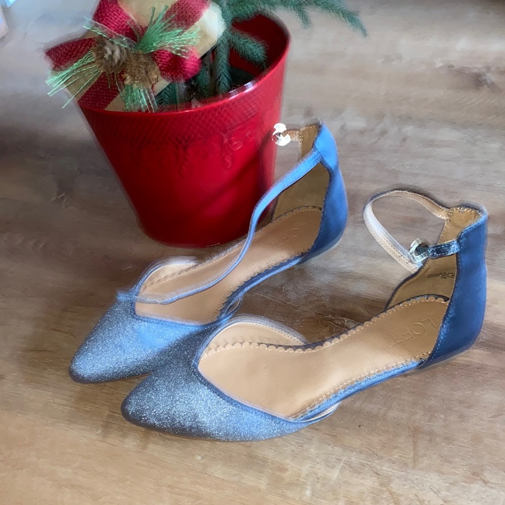 Loft velvet ankle strap flats NWOT